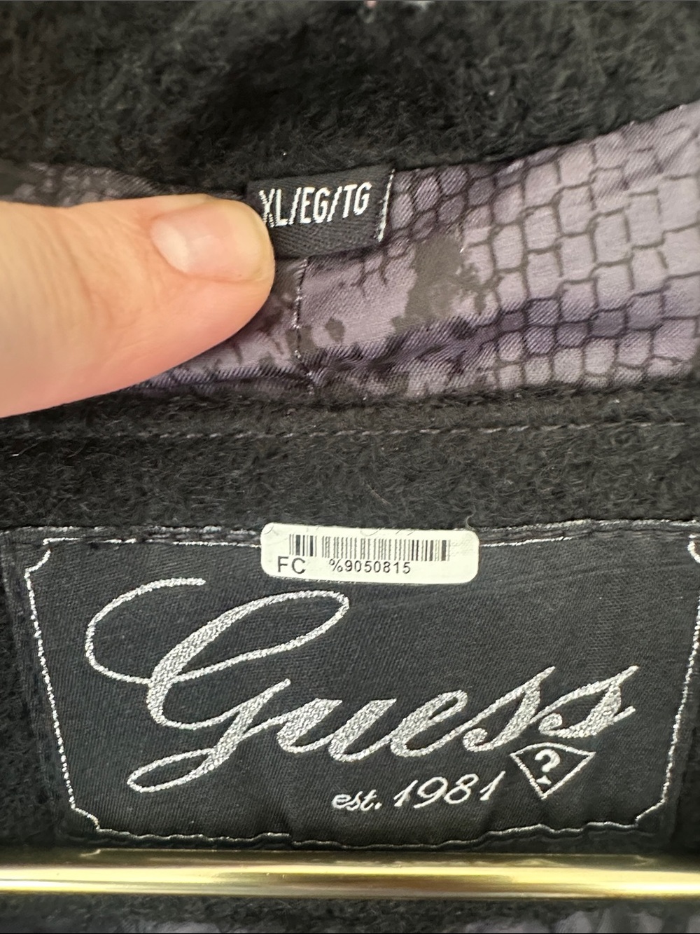GUESS Black Boucle Wool Blend Double Breasted Pea Coat with Back Bow Size XL - Picture 2 of 11